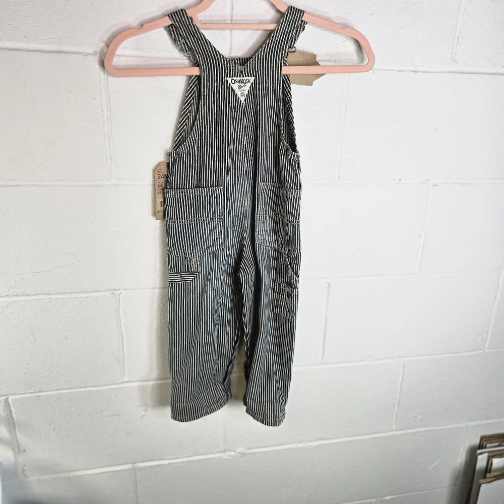 Vtg Osh Kosh B'Gosh Vestbak Engineer Striped Denim Overalls New 1895